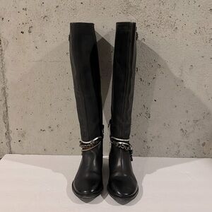 OTBT Trout Creek Black Leather Riding Boots w/Ankle Chains - Size 6